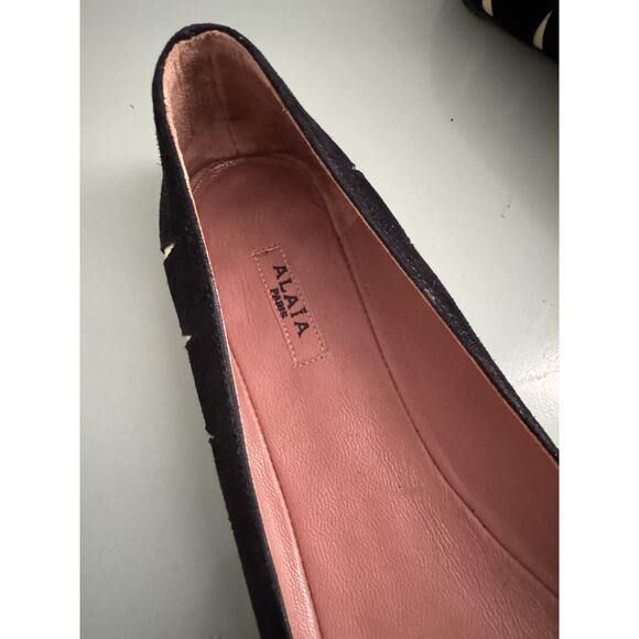 Alaia Paris Designer Suede Back Yellow Striped Ballet Flats Size 37 Never Worn - Picture 5 of 8